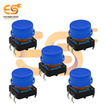 12x12x7.3mm Tactile Push Button Switch with Blue Round Cap (5pcs each)